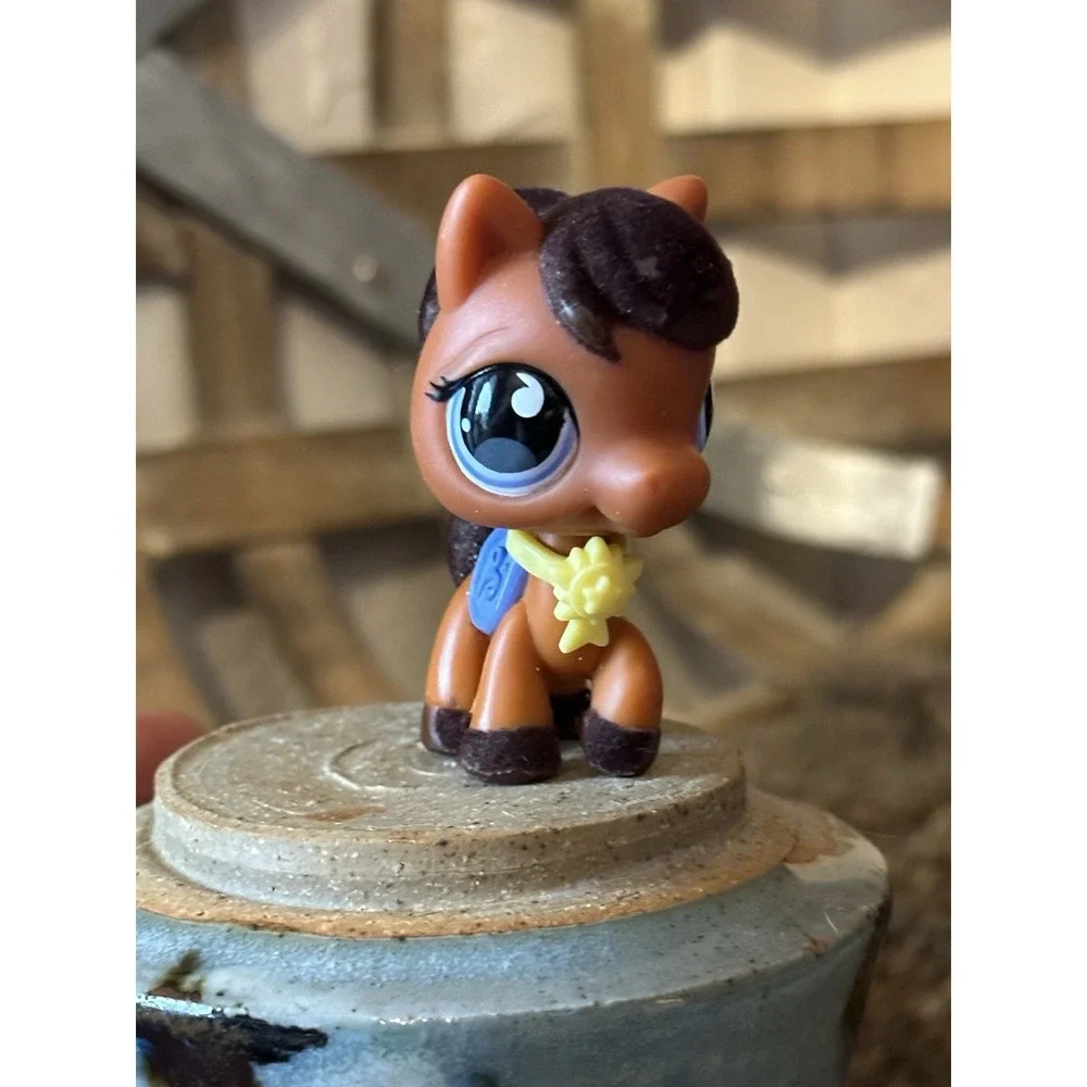 Flocked Authentic Littlest Pet Shop LPS - Horse #627 Mane Pony‎ Brown Award